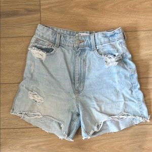 Zara Blue Jean Shorts Distressed High-Waisted